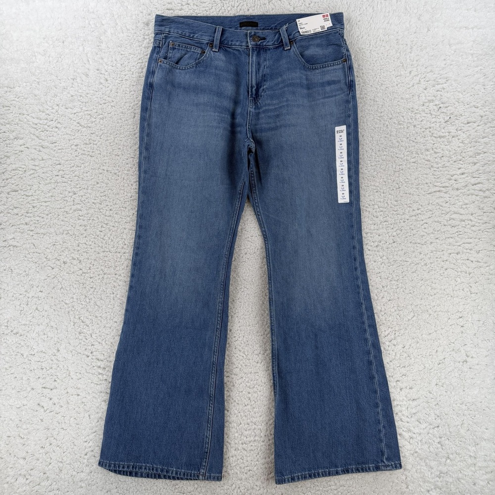 Uniqlo Women Blue High Rise Bootcut Jeans 30 Medium Wash 221-485267 Denim